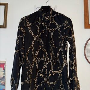 Versus Versace Black and Gold Casual Button Down Shirt
